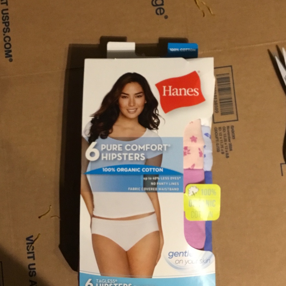 Hanes Pure Comfort 6-Pack Hipsters in White, Pink & Blue
